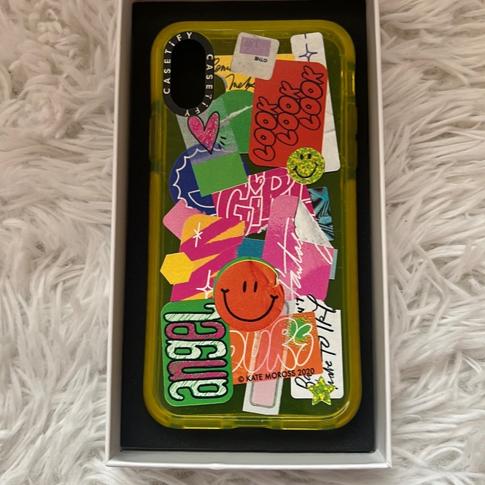 iPhone X/XS Casetify Phone Case - Neon green with stickers design